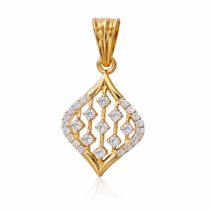 Round Lab Grown Diamond Pendant – Leaf Inspired Drop Design | IGI Certified