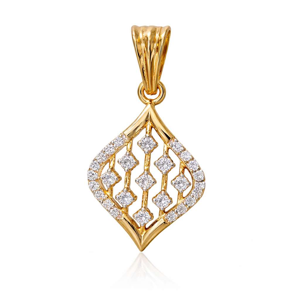 Round Lab Grown Diamond Pendant β Leaf Inspired Drop Design | IGI Certified