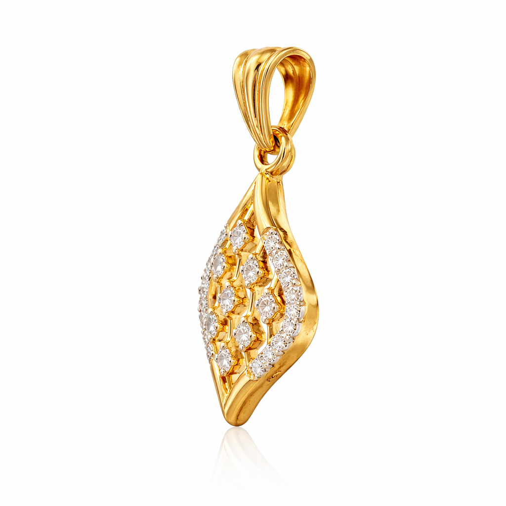 Round Lab Grown Diamond Pendant β Leaf Inspired Drop Design | IGI Certified - Image 2