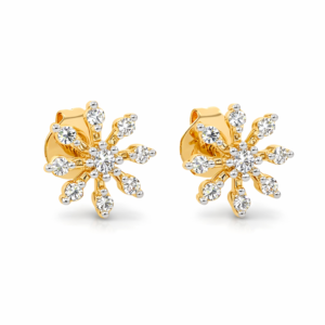 0.62 Ct Round Lab Grown Diamond Stud Earrings – Floral Cluster Design | IGI Certified