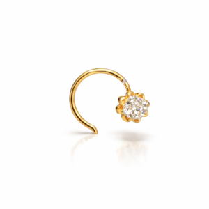 0.10 Ct Round Lab Grown Diamond Nose Pin – Floral Solitaire Design | IGI Certified