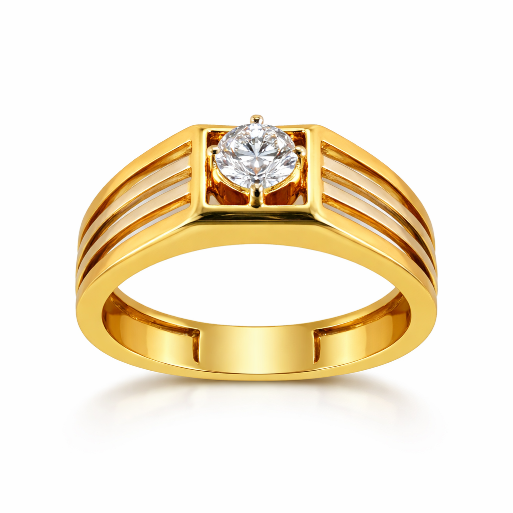 0.50 Carat Solitaire Round Diamond Men's Ring β Classic Square Bezel Setting | IGI Certified