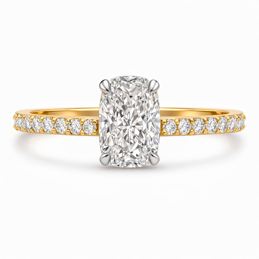 1.25 Carat Cushion Cut Lab Grown Diamond Ring β Hidden Halo Split Shank | IGI Certified