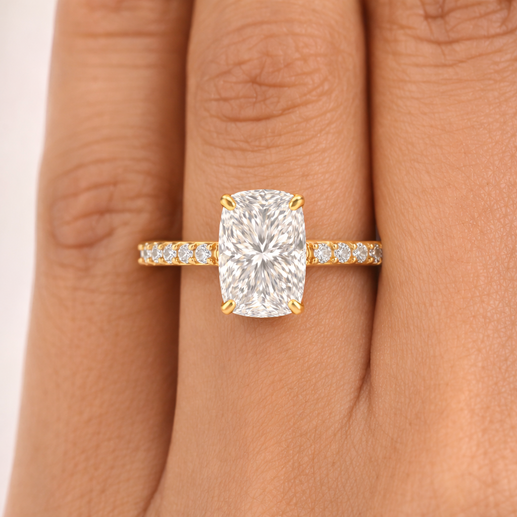 1.25 Carat Cushion Cut Lab Grown Diamond Ring β Hidden Halo Split Shank | IGI Certified - Image 4