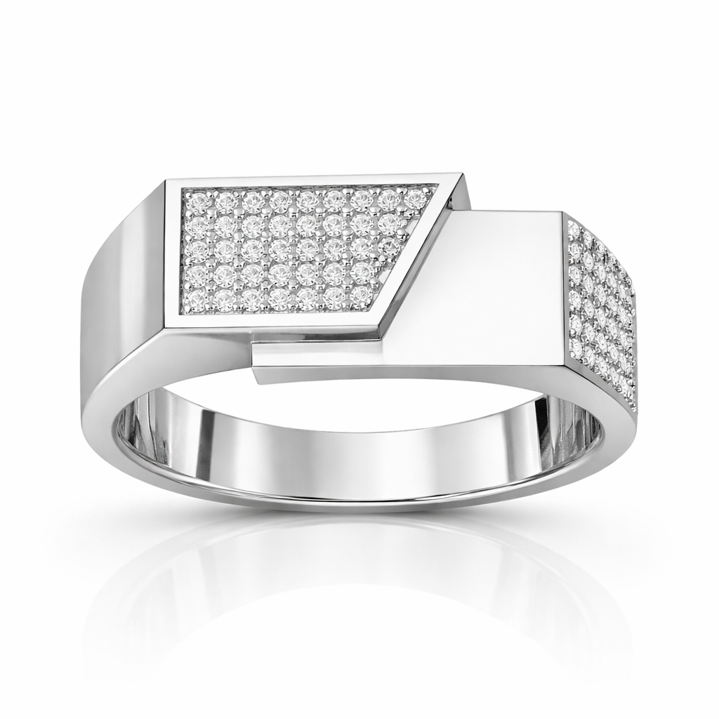 Diamond Men's Ring β Bold Rectangular Statement Design | IGI Certified