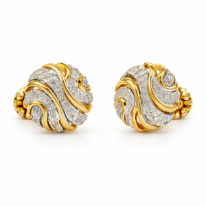 0.55 Ct Round Lab Grown Diamond Earrings – Floral Swirl Stud Design | IGI Certified