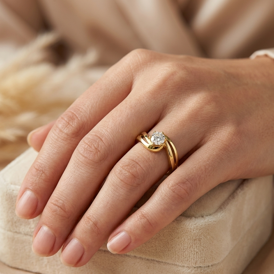 0.40 Ct Round Lab Grown Diamond Ring β Twisted Solitaire Design | IGI Certified - Image 7