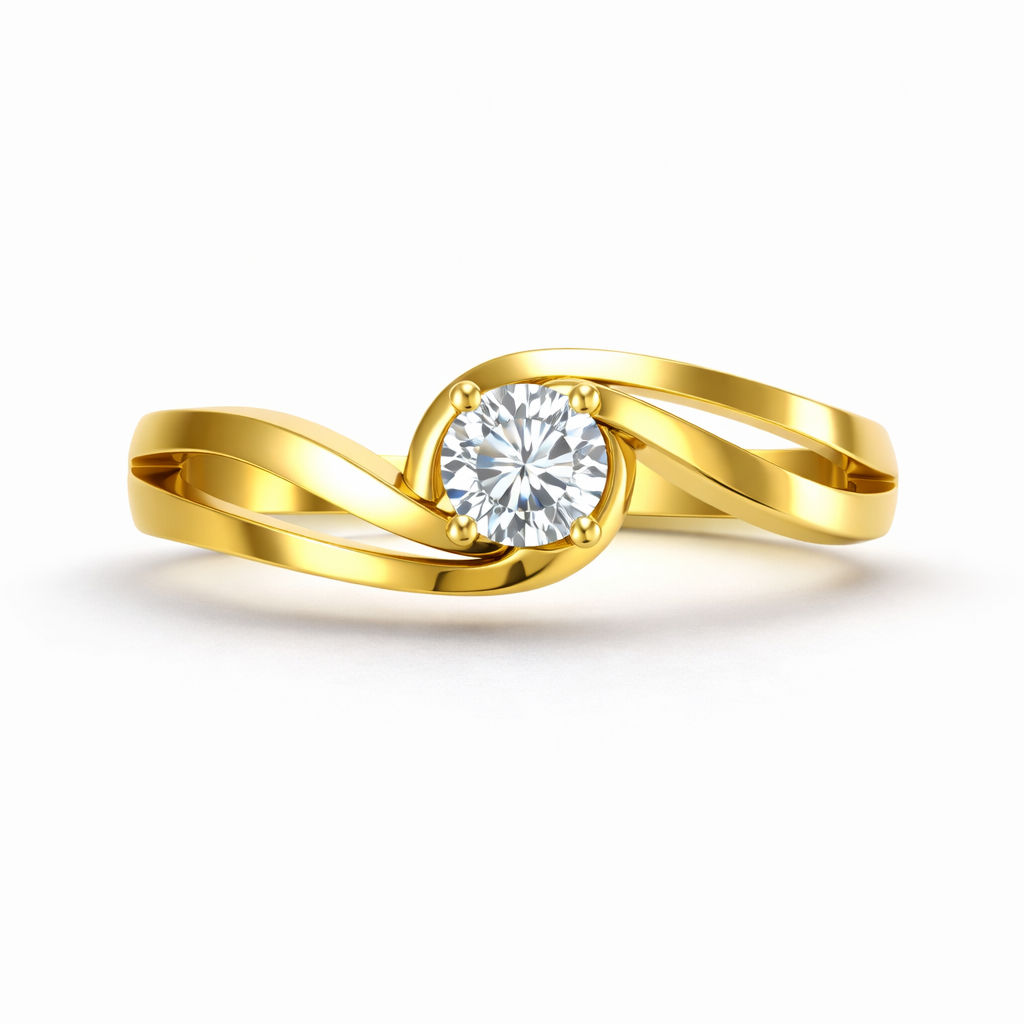 0.40 Ct Round Lab Grown Diamond Ring β Twisted Solitaire Design | IGI Certified