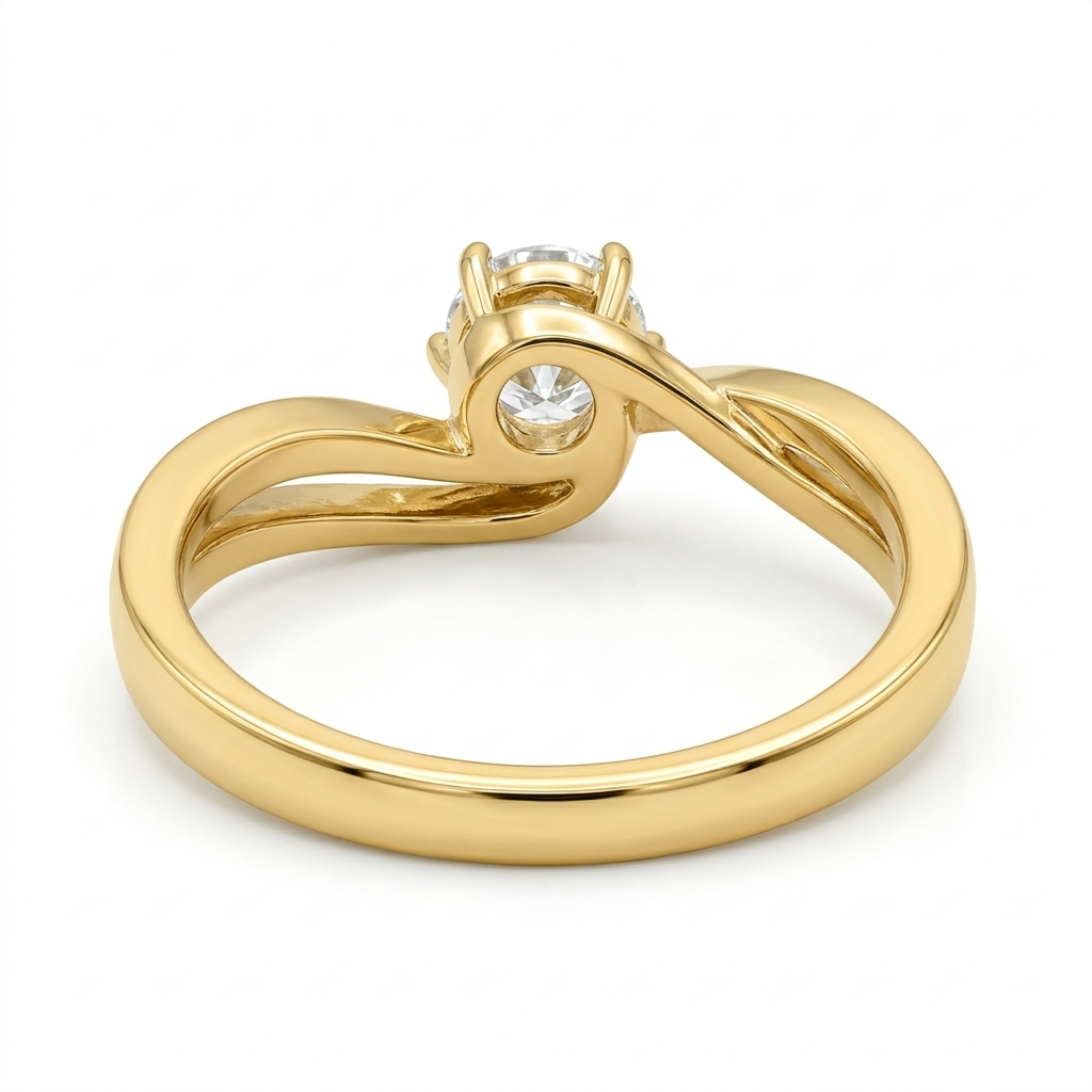 0.40 Ct Round Lab Grown Diamond Ring β Twisted Solitaire Design | IGI Certified - Image 4