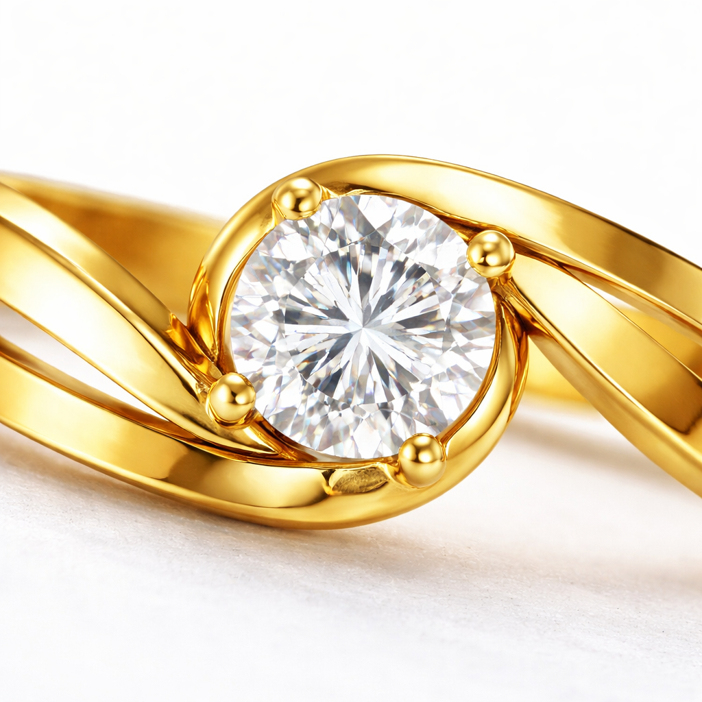 0.40 Ct Round Lab Grown Diamond Ring β Twisted Solitaire Design | IGI Certified - Image 5