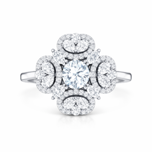 5.04 Ct Oval Lab Grown Diamond Ring β Floral Cluster Halo Statement Design | IGI Certified