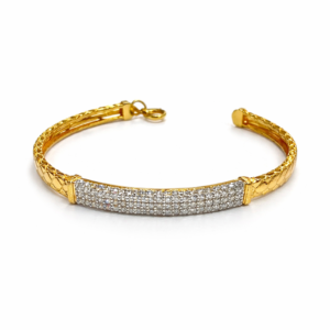 Men's Diamond Bracelet – Luxury Textured Open Cuff Design | IGI Certified