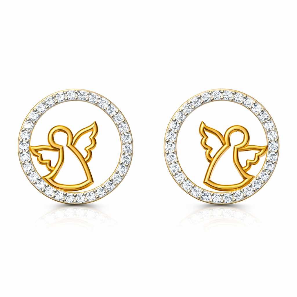 Angel Halo Circle Design Diamond Earrings | IGI Certified