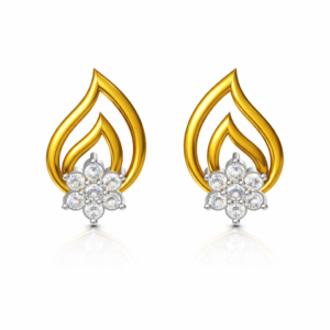 Flame Drop Floral Cluster Design Diamond Earrings | IGI Certified