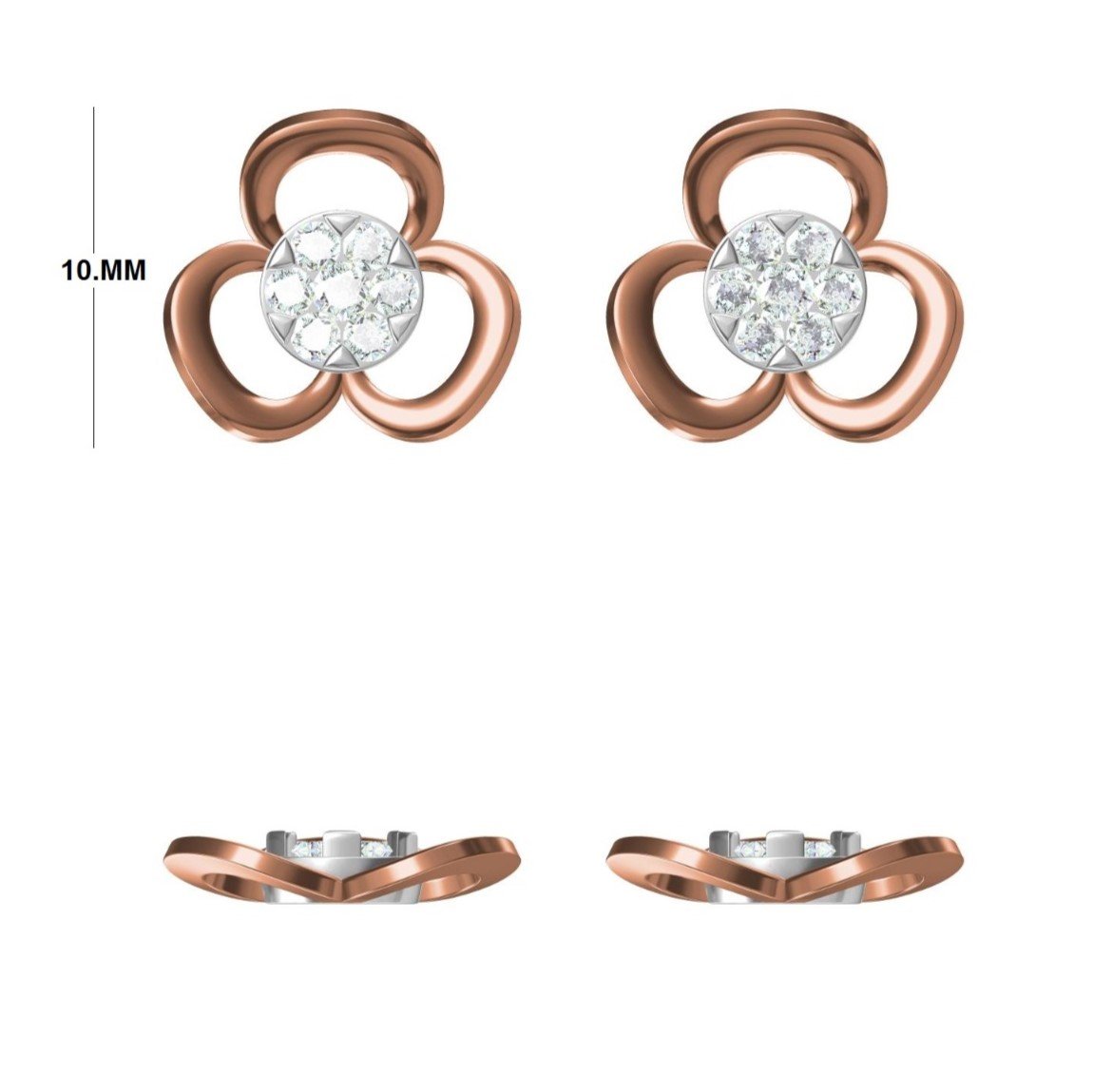 Triple Loop Floral Cluster Design Diamond Earrings | IGI Certified - Image 3