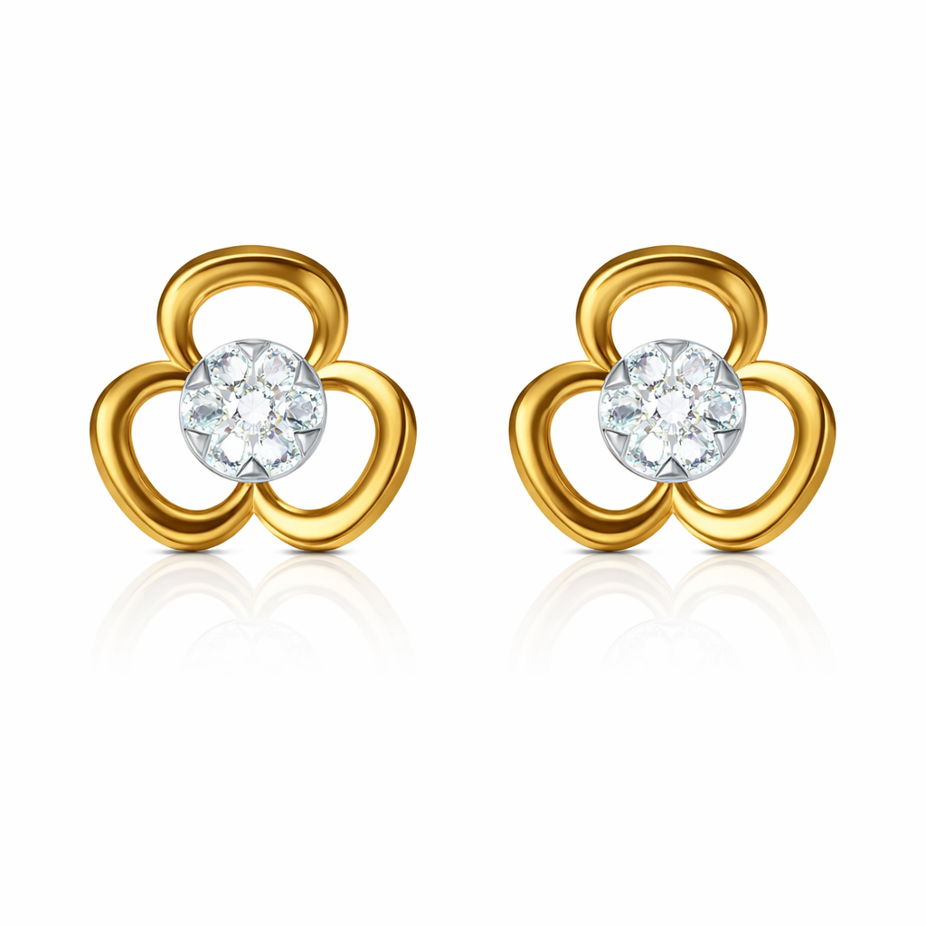 Triple Loop Floral Cluster Design Diamond Earrings | IGI Certified