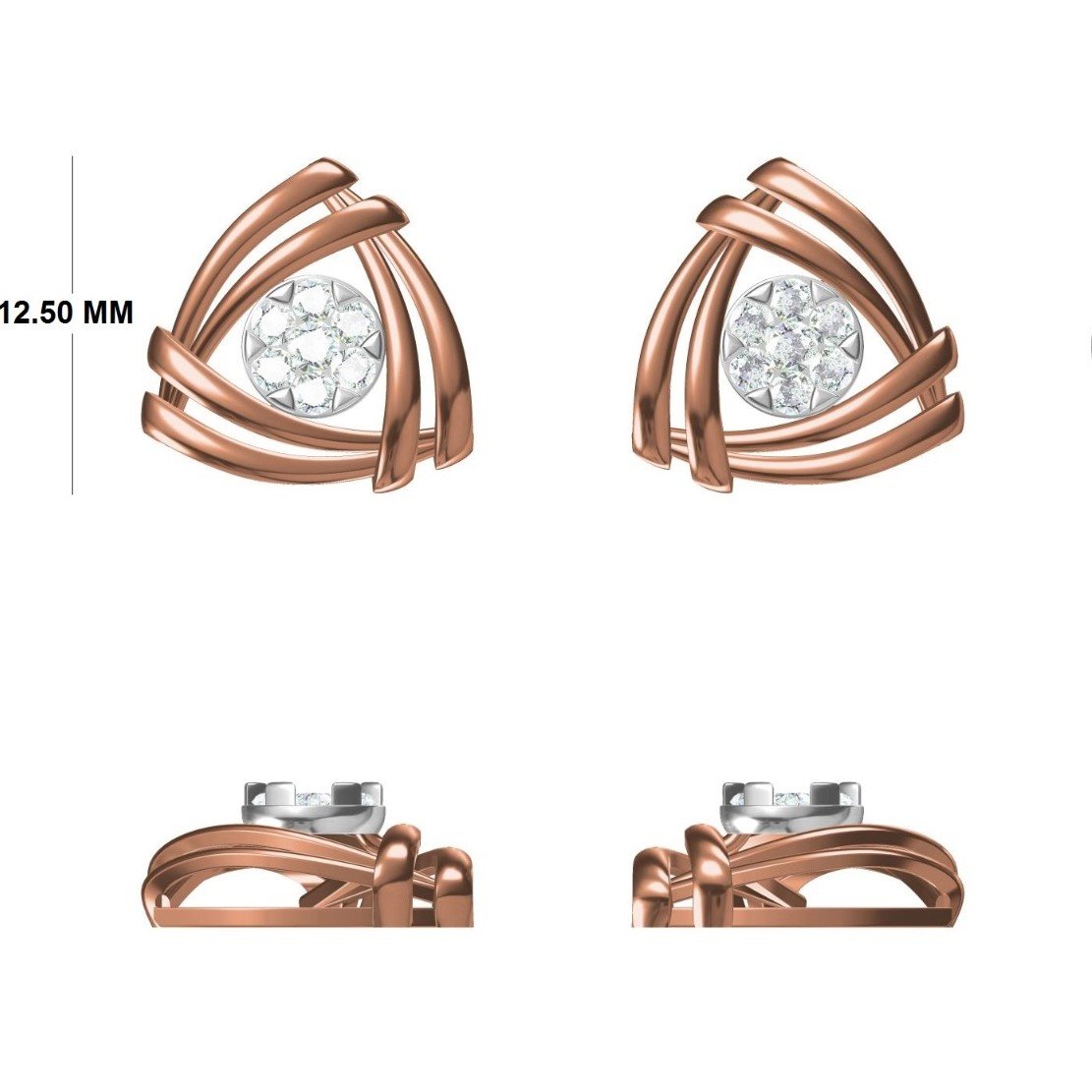 Designer Loop Floral Studs | IGI Certified - Image 3