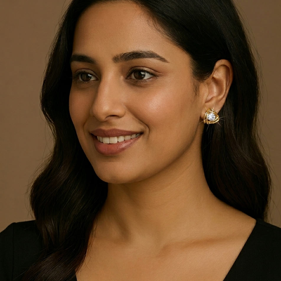 Designer Loop Floral Studs | IGI Certified - Image 2