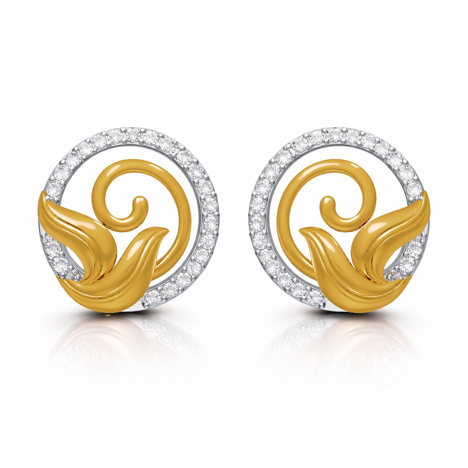 Swirl Halo Designer Studs | IGI Certified
