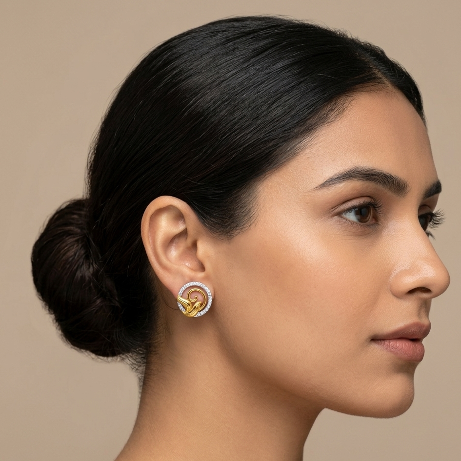 Swirl Halo Designer Studs | IGI Certified - Image 4