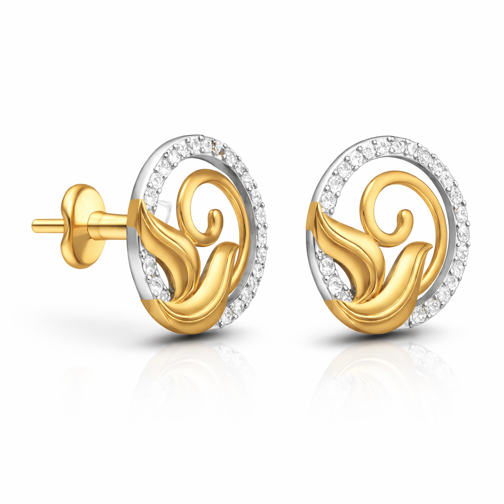Swirl Halo Designer Studs | IGI Certified - Image 2