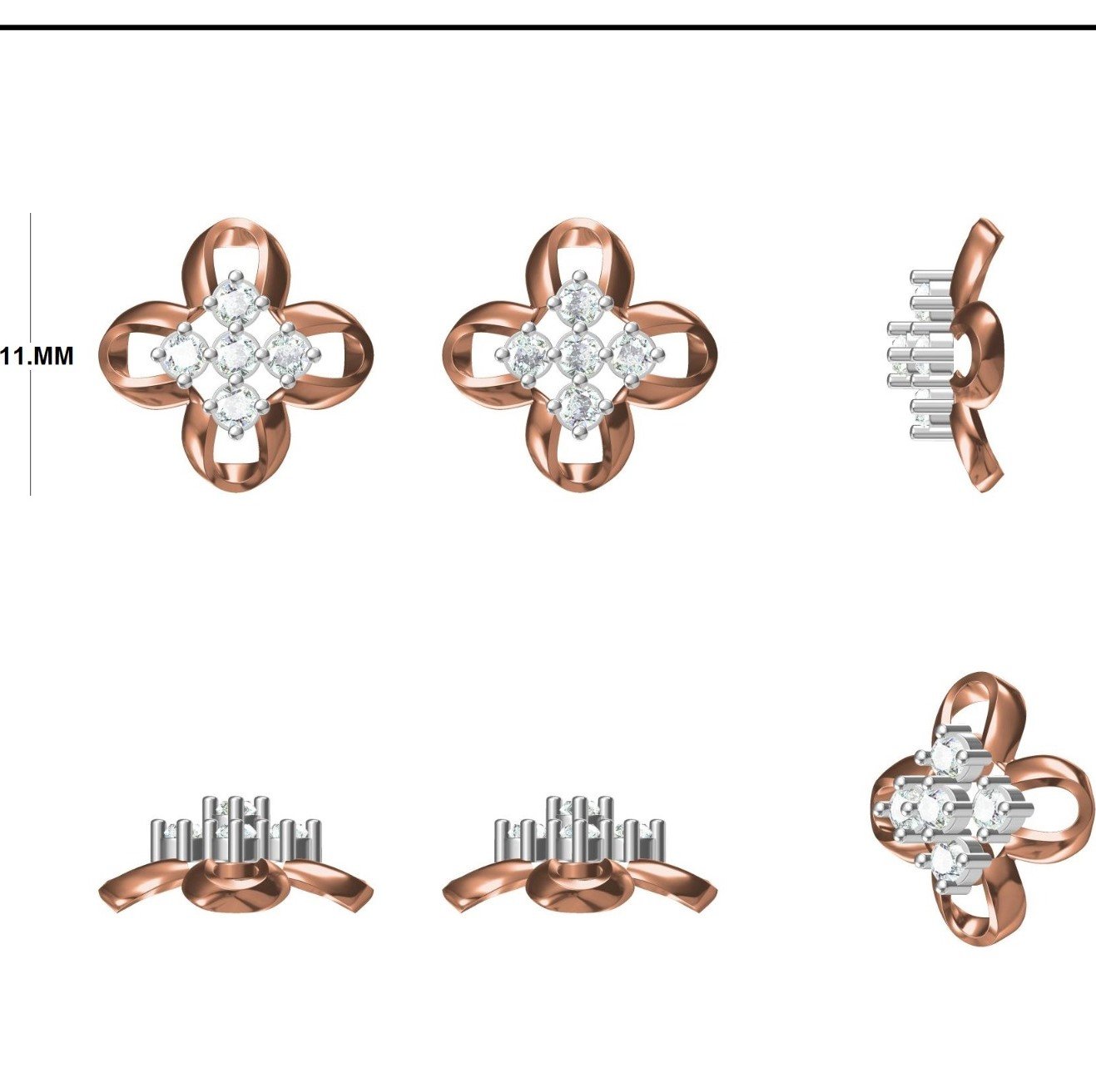 Floral Loop Designer Studs | IGI Certified - Image 3