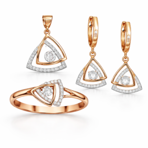 Pendant Set – Elegant Triangle Halo Design | IGI Certified