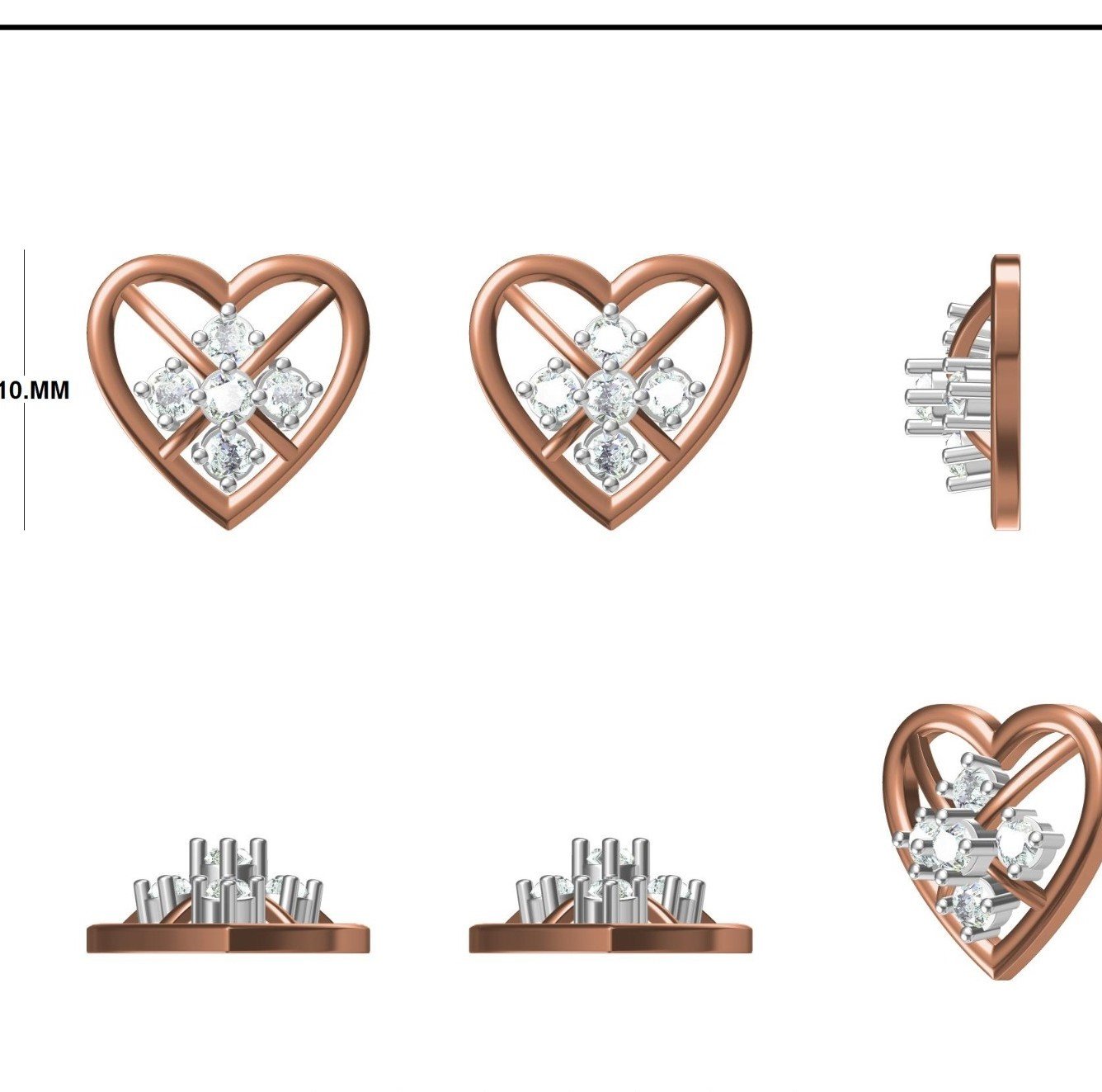 Open Heart Floral Cluster Design Diamond Earrings | IGI Certified - Image 3