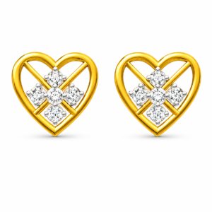 Open Heart Floral Cluster Design Diamond Earrings | IGI Certified
