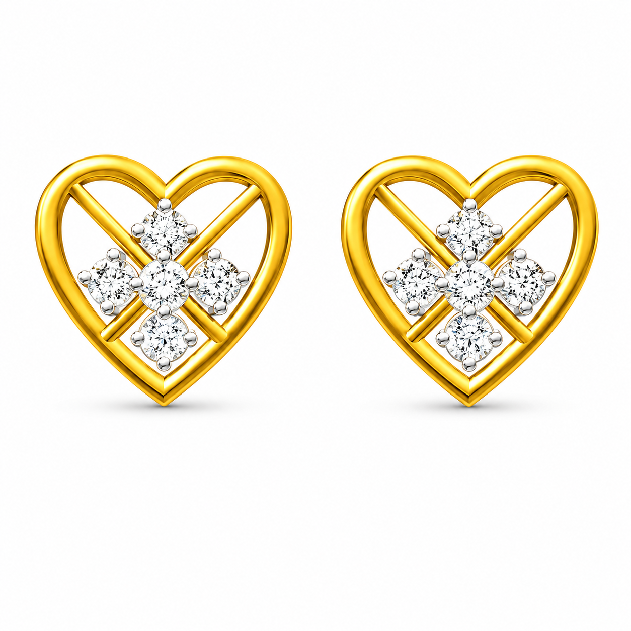 Open Heart Floral Cluster Design Diamond Earrings | IGI Certified