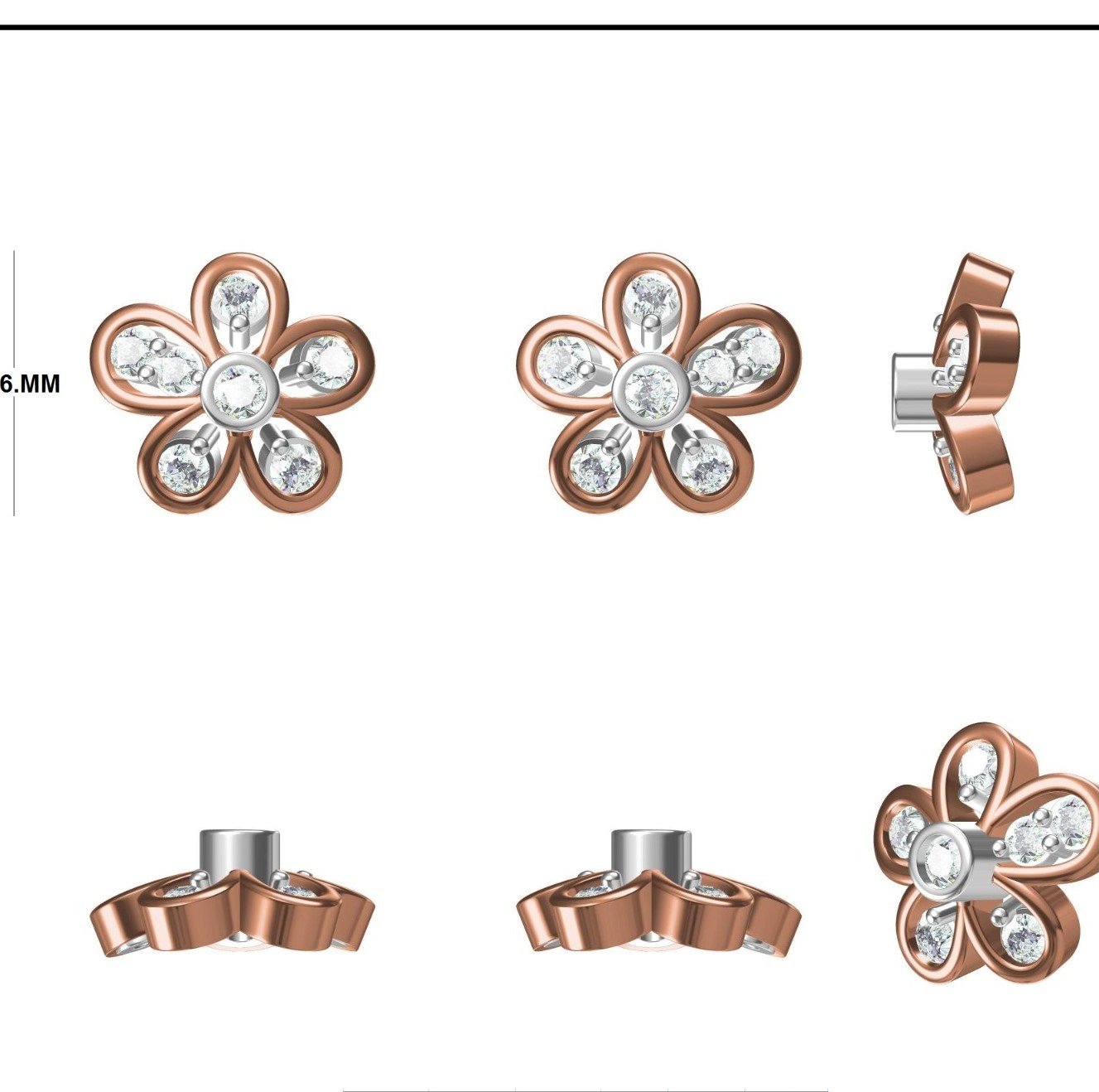Modern Flower Petal Design Stud Earrings | IGI Certified - Image 3