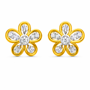Modern Flower Petal Design Stud Earrings | IGI Certified