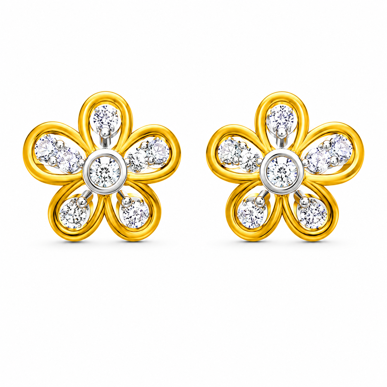 Modern Flower Petal Design Stud Earrings | IGI Certified