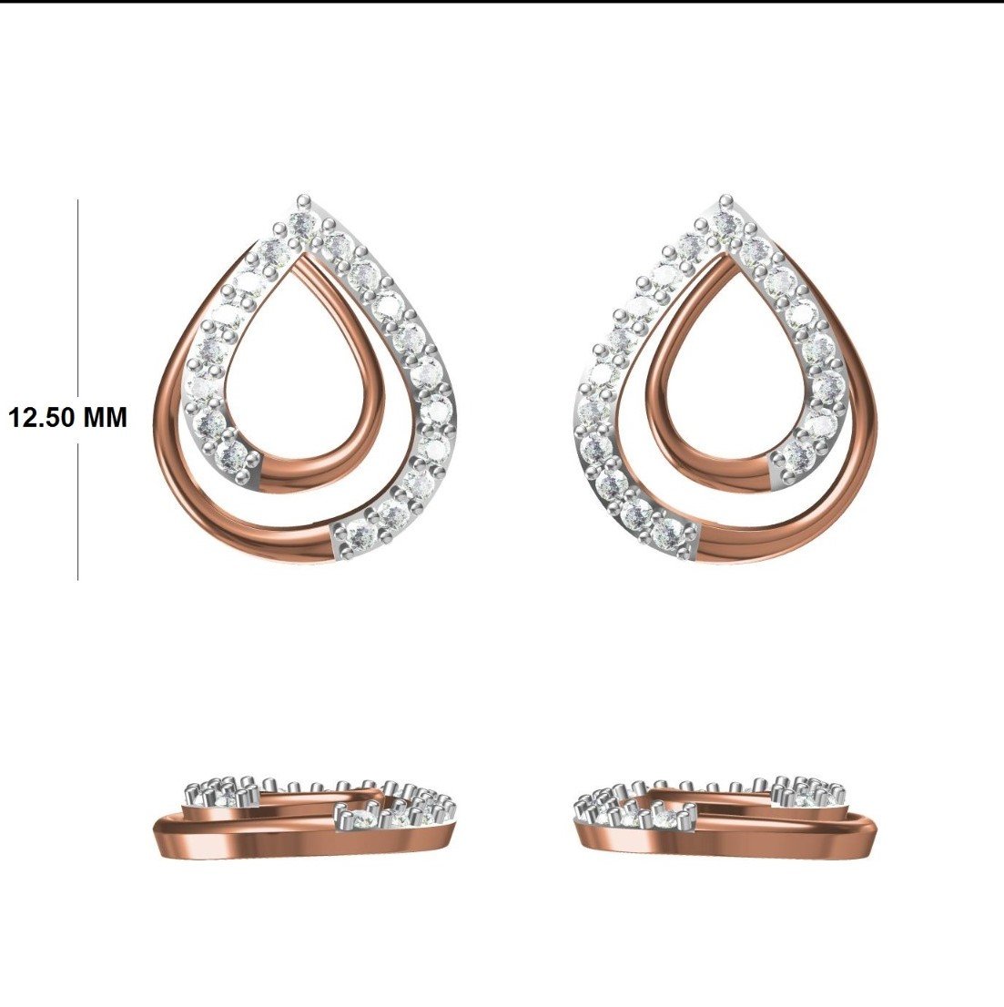 Teardrop Earrings β Dual Layer Open Drop Design | IGI Certified - Image 3