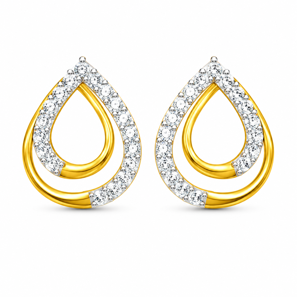 Teardrop Earrings β Dual Layer Open Drop Design | IGI Certified