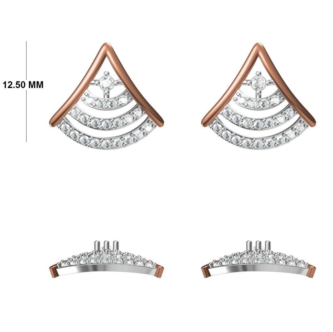 Layered Arc Drop Style Fan Design Earrings | IGI Certified - Image 3