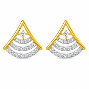 Layered Arc Drop Style Fan Design Earrings | IGI Certified