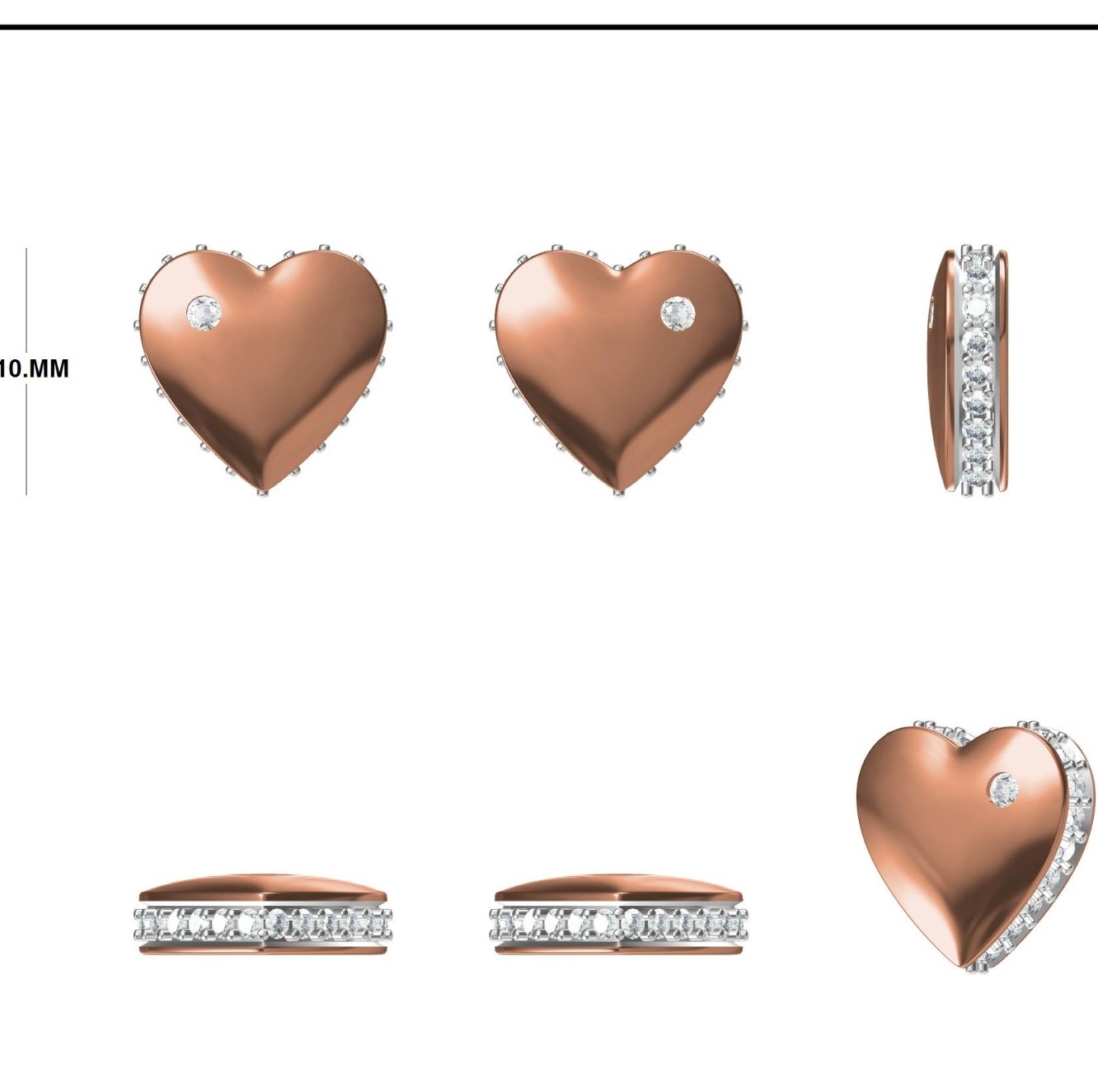 Modern Romantic Designer Puffy Heart Earrings | IGI Certified - Image 3