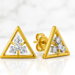 Modern Minimal Diamond Triangle Geometric Earrings | IGI Certified