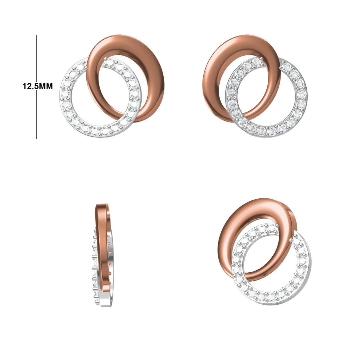Interlocking Circle Earrings | IGI Certified - Image 3