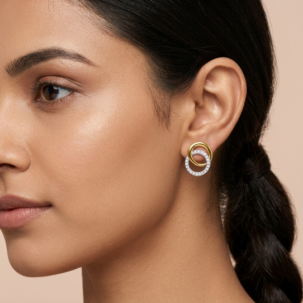 Interlocking Circle Earrings | IGI Certified - Image 2