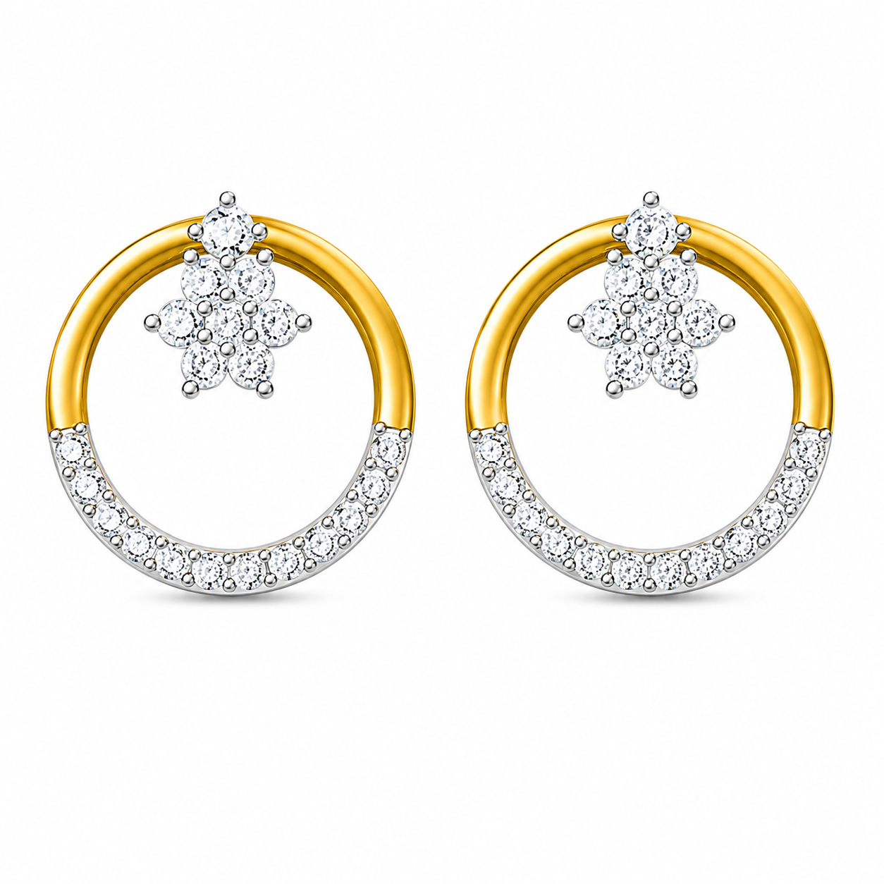 Circular Floral Diamond Earrings