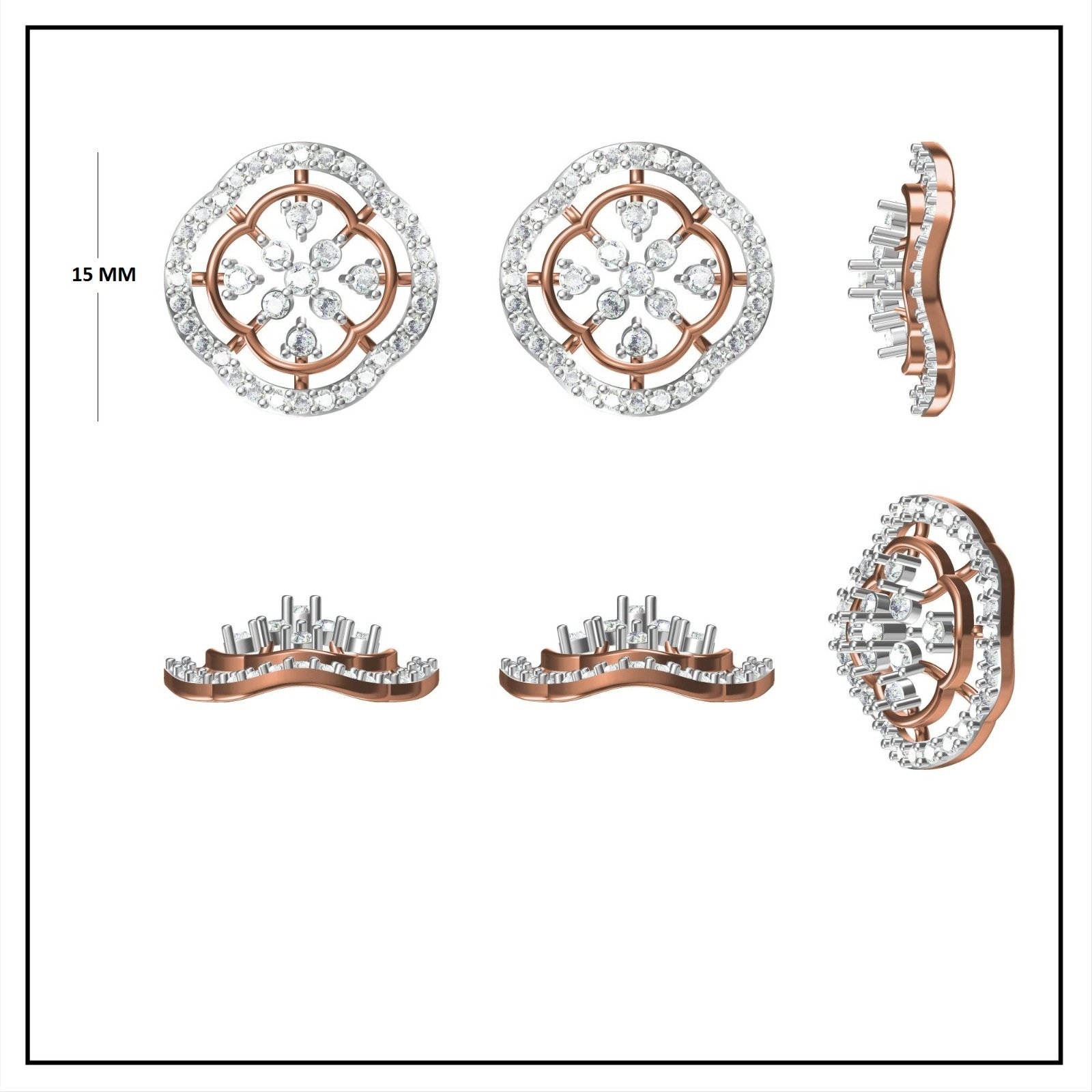 Floral Halo Diamond Earrings | IGI Certified - Image 3