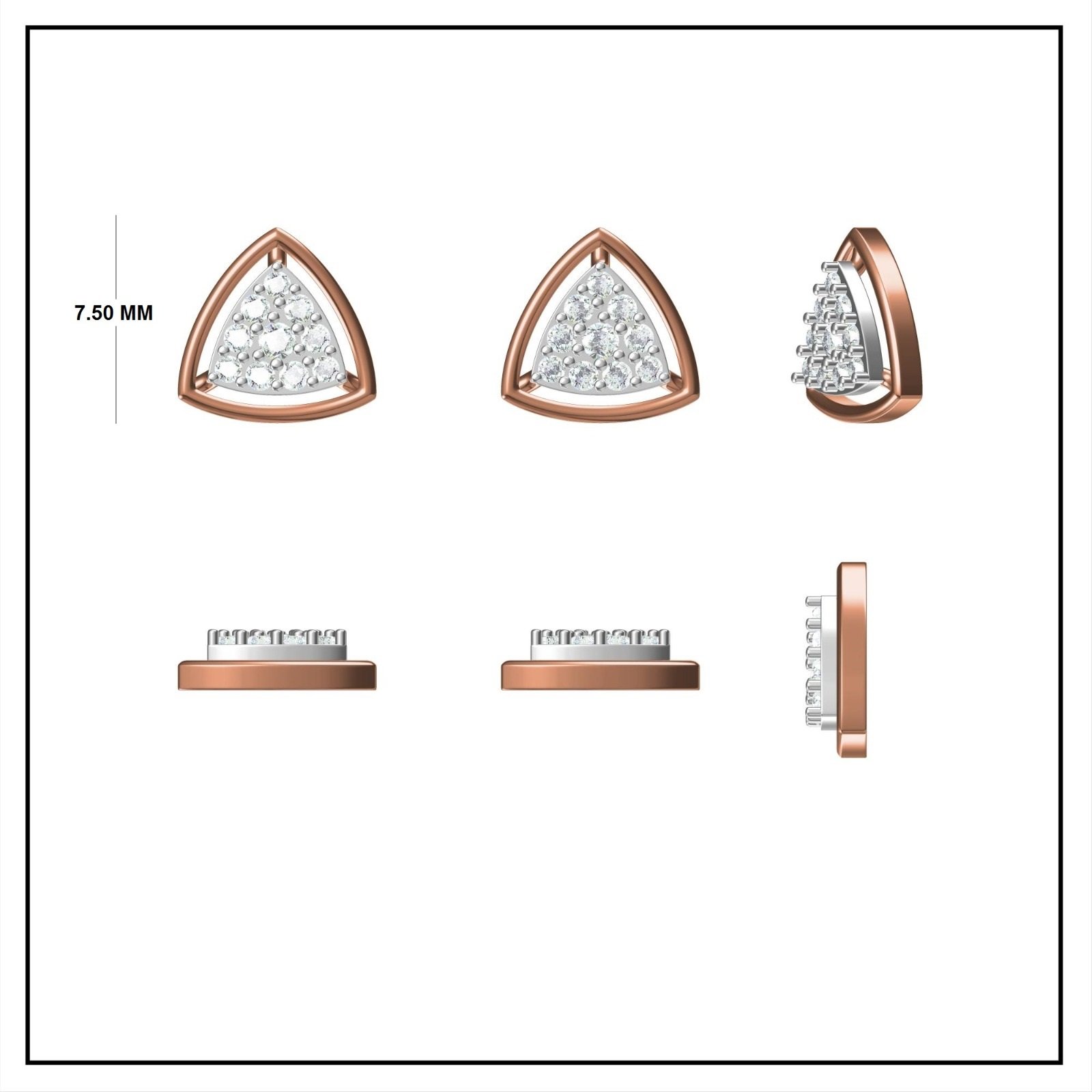 Triangular Diamond Earrings | IGI Certified - Image 3