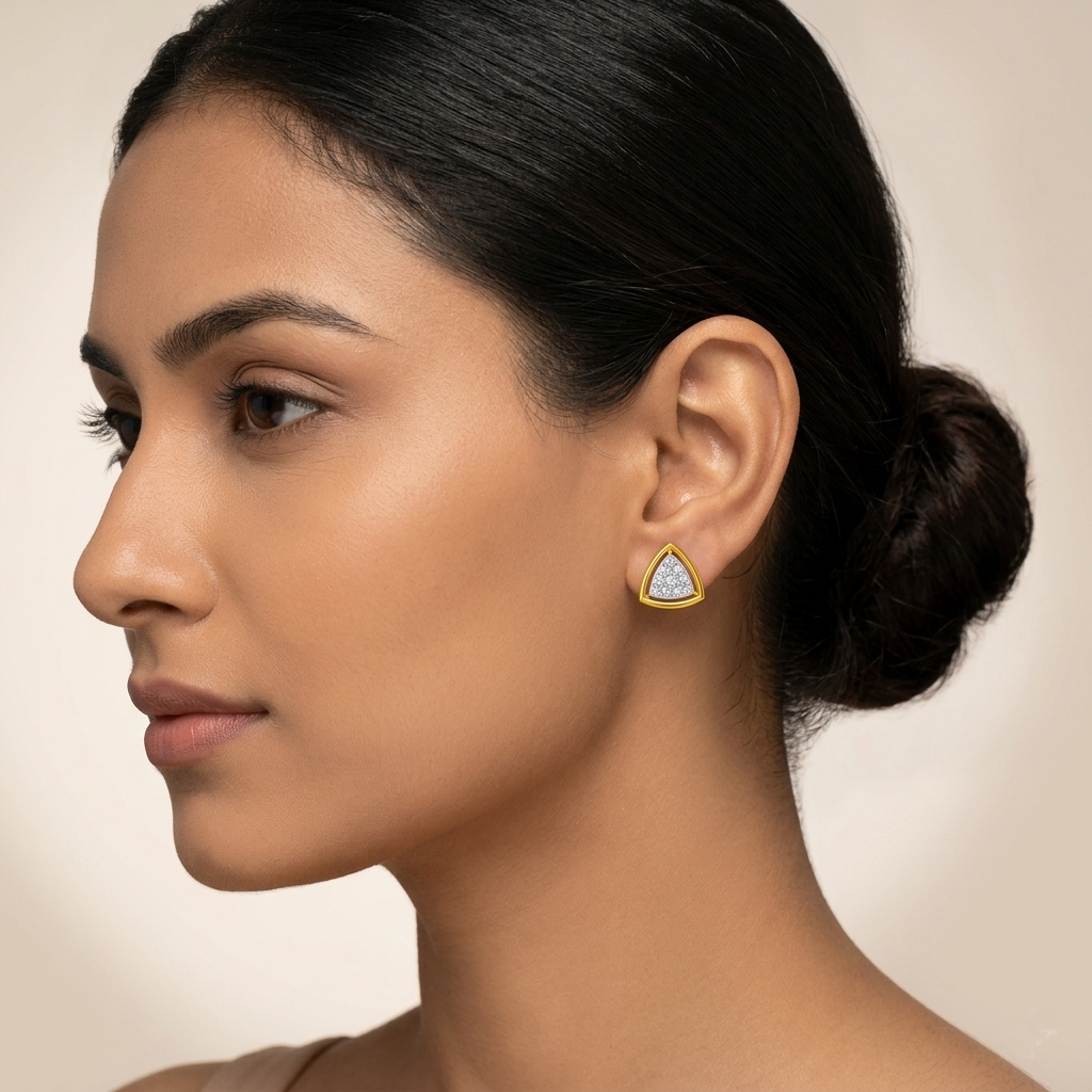 Triangular Diamond Earrings | IGI Certified - Image 2
