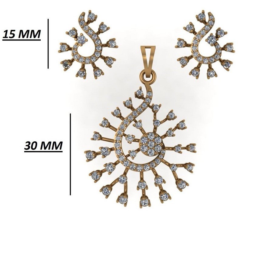 Peacock Swirl Diamond Pendant Set - Image 4