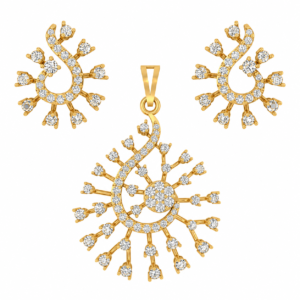 Peacock Swirl Diamond Pendant Set