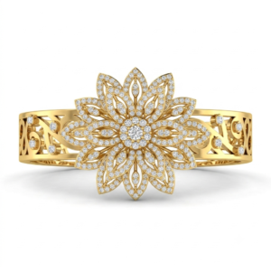 Floral Filigree Diamond Bangle Bracelet