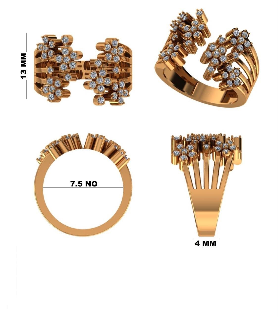 Cluster Floral Open Diamond Ring - Image 3
