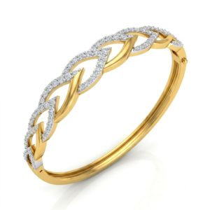 Interwoven Leaf Diamond Bangle Bracelet
